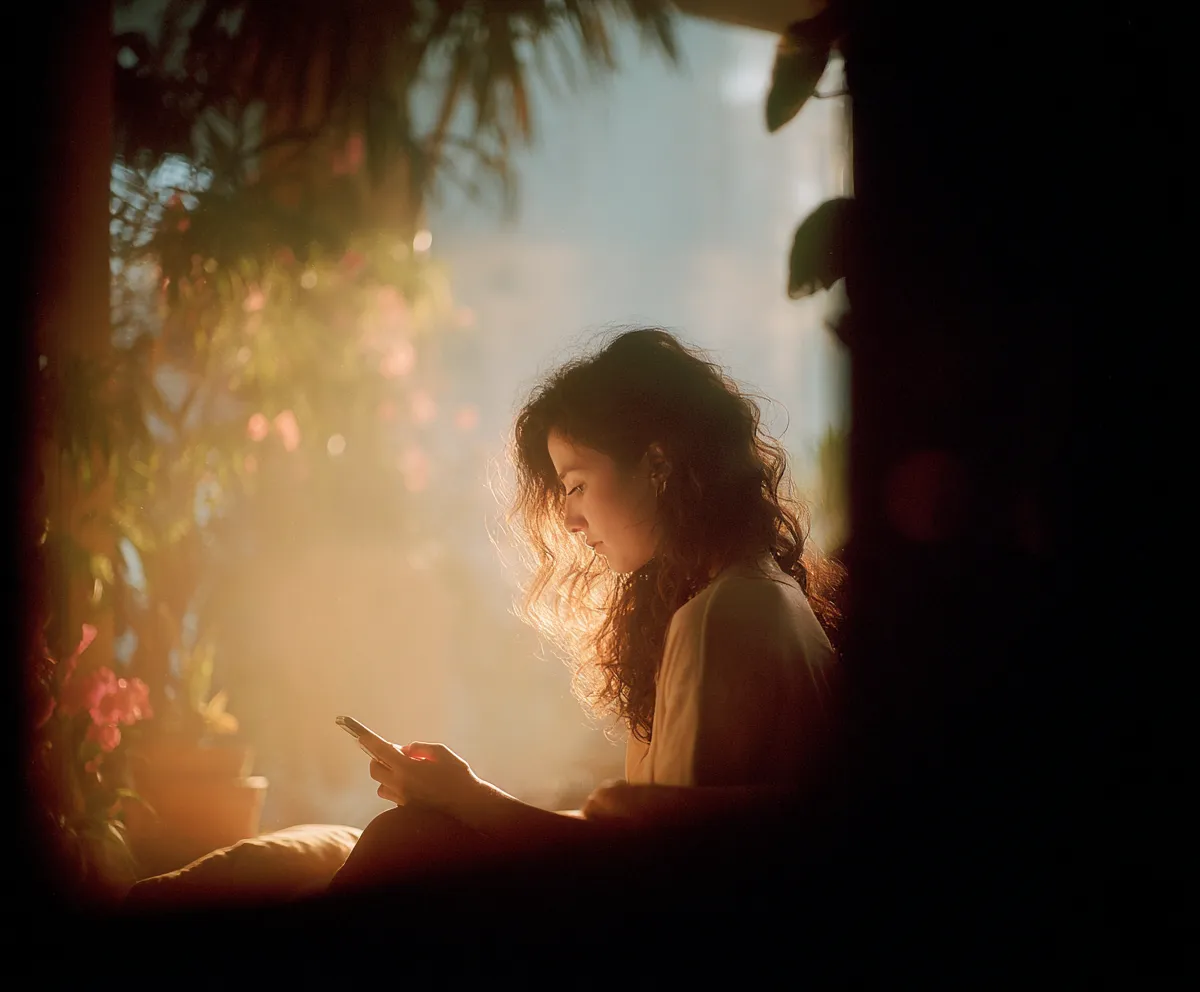 Persona conversando con Almia desde su celular